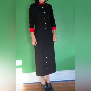 Vintage 60s 70s Seymour Paisin Chicago Black Red Maxi Retro Dress Dracula